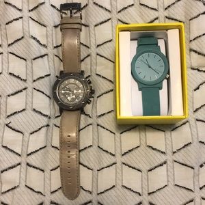 Two Men's Watches Fossil Leather and Komono